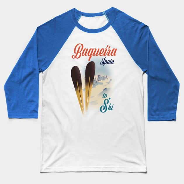 Baqueira Spain ski poster Baseball T-Shirt by nickemporium1